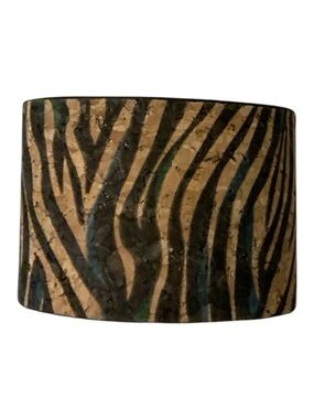 Faux Leather & Cork Zebra Print Wide Cuff Bracelet - Boho Chic